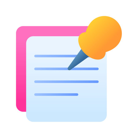 Pin notes icon, featuring a pin or tack, symbolizes reminders, important notes, and memos.のイラスト素材