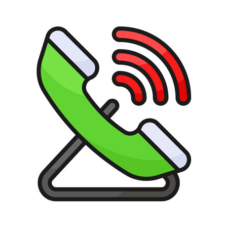 Telephone receiver with wire showing icon of telephone calling, voice communication vector designのイラスト素材