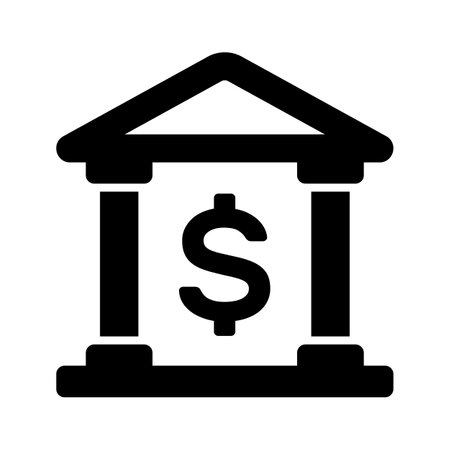 A premium quality bank icon represents financial institutions or banking services, money management, transactions, and accountsのイラスト素材