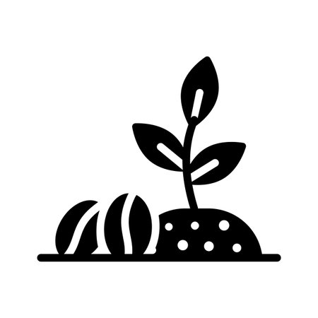 A plant with coffee beans depicting concept icon of coffee plantのイラスト素材