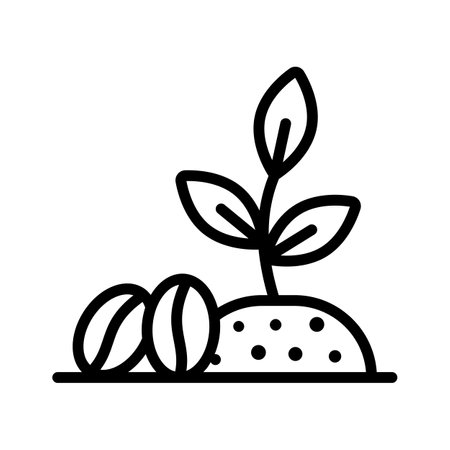 A plant with coffee beans depicting concept icon of coffee plantのイラスト素材