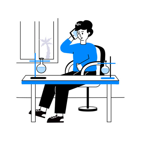 Trendy sketchy illustration of medical labのイラスト素材