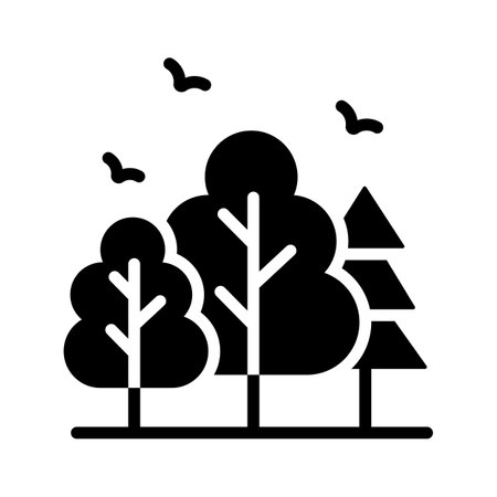 Explore lush creativity with our vibrant forest Trees Vector Iconのイラスト素材