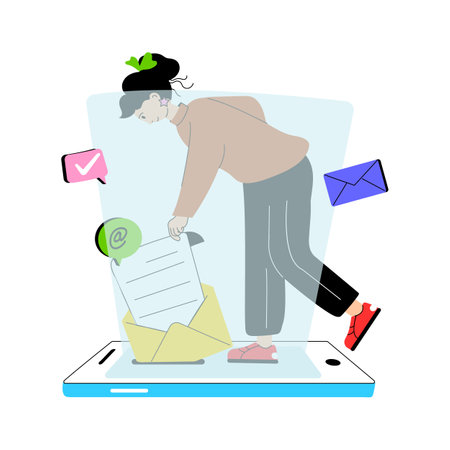Premium design flat illustration of customer mail, represent the email servicesのイラスト素材