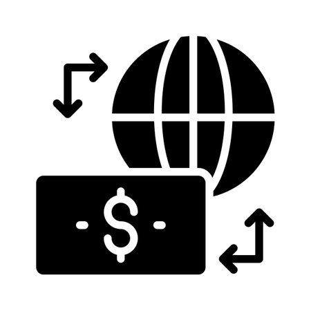 Convert currencies instantly for smooth transactions with our global currency icon.のイラスト素材