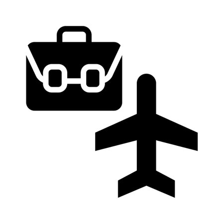 An aeroplane and a suitcase represents a vector icon of business travelのイラスト素材