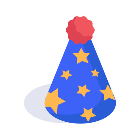 Party hat isometric icon, festive celebration, birthday hatのイラスト素材