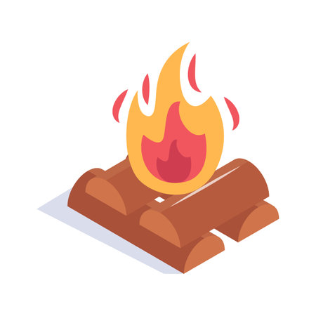 Take a look at this creatively crafted isometric icon of bonfire in modern styleのイラスト素材