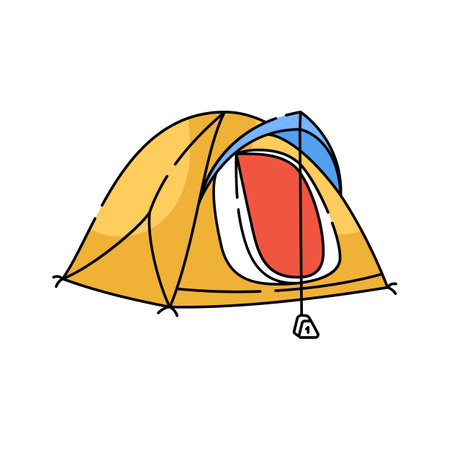 Cozy tent icon, ideal for camping, outdoor adventures, and travelのイラスト素材