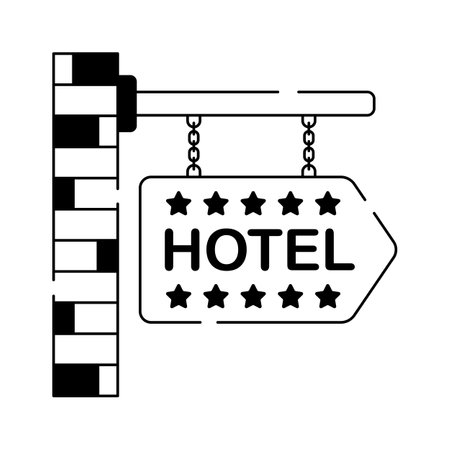 Classic hotel signboard icon, perfect for hospitality, lodging, and travelのイラスト素材