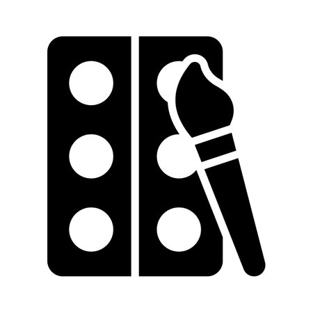 Paint brush with color palette, icon of color palette, painting tools vectorのイラスト素材