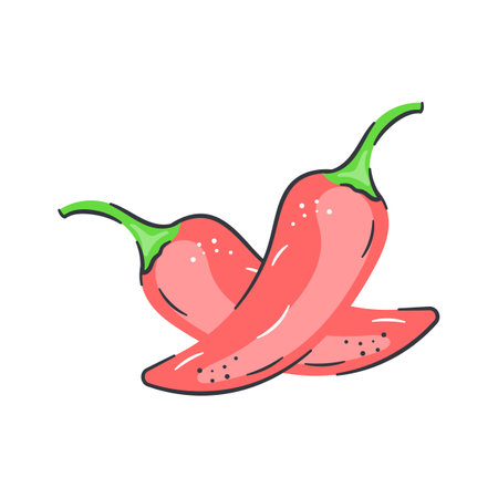 Chillies vector design, hot pepper icon design, ready to useのイラスト素材