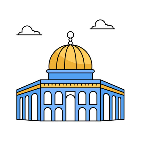 Islamic shrine in Jerusalem, known for its golden dome and religious significanceのイラスト素材