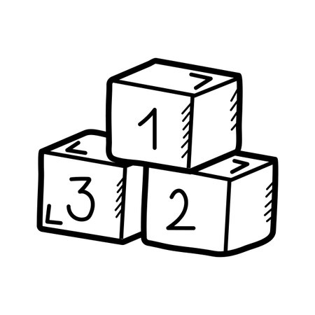 Educational toys, kids learning blocks doodle iconのイラスト素材