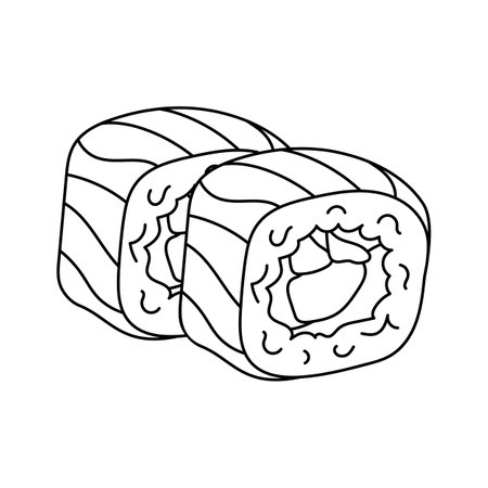 Japanese cuisine, delicious sushi roll vector designのイラスト素材