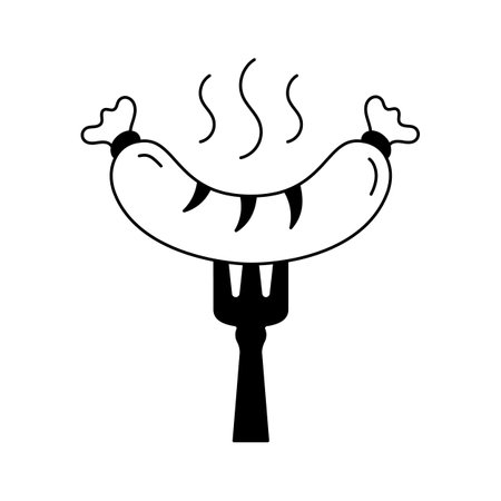 Bbq, picnic, cookout, grilled food on fork vector designのイラスト素材