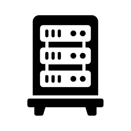 An icon of a server rack with indicators, used for data storageのイラスト素材