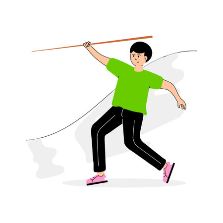 Athlete releasing a javelin with full power and focusのイラスト素材