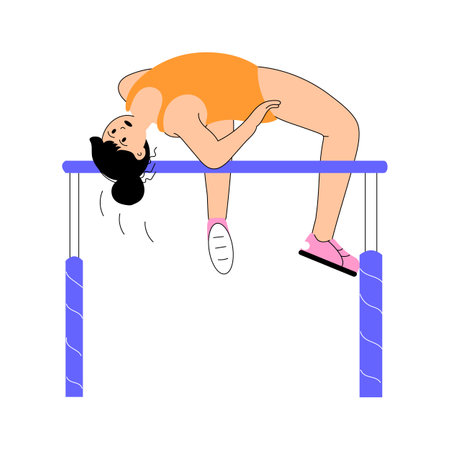 high jump competition, high jump flat illustrationのイラスト素材