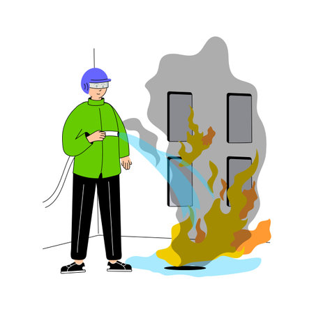Rescue worker flat illustration in modern style, ready to useのイラスト素材