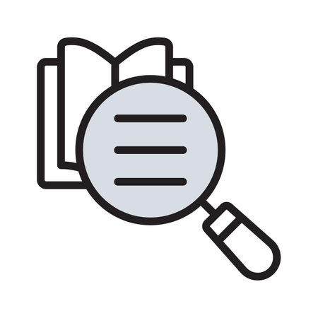 Book with magnifier glass, content search vector designのイラスト素材