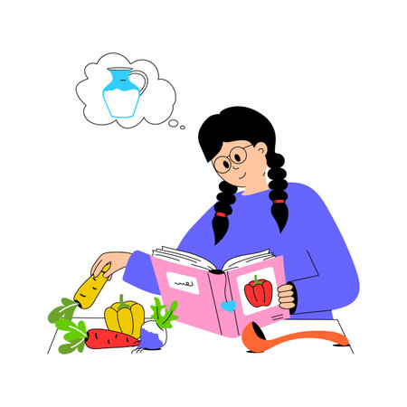 A chef creates a new recipe using fresh vegetablesのイラスト素材