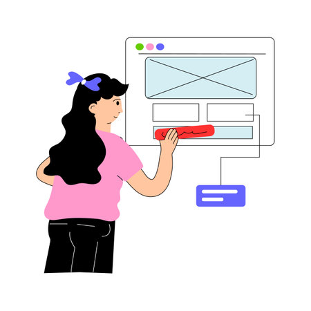 Take a look at this creatively crafted website layout flat illustrationのイラスト素材