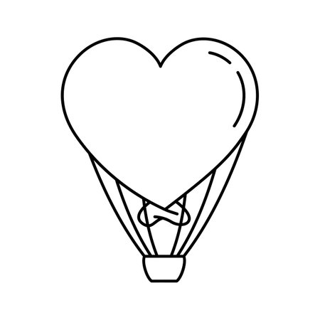 A heart shaped air balloon representing love's journeyのイラスト素材