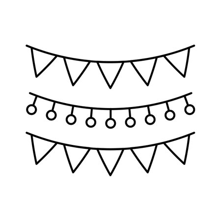 Colorful hanging banners for decorating wedding venuesのイラスト素材