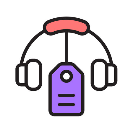 Icon shows headphone sales, perfect for promotions and discountsのイラスト素材