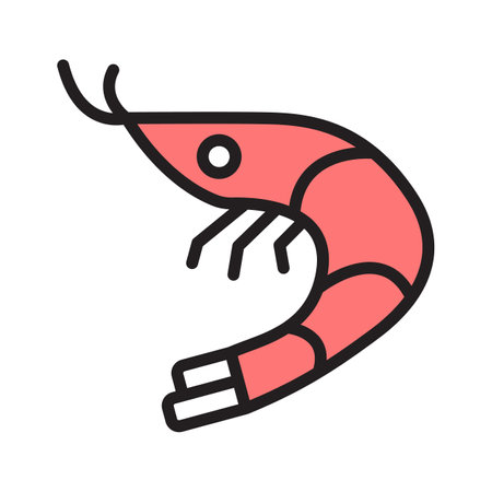 Plump shrimp icon ideal in seafood designsのイラスト素材