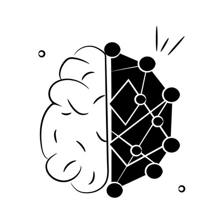 A brain connected to a neural network, symbolizing artificial intelligence and machine learningのイラスト素材