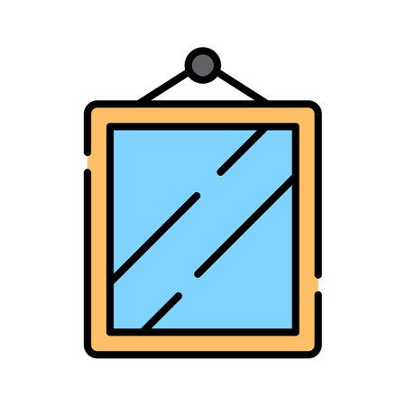 A rectangular mirror icon with a hanging hook, representing reflectionのイラスト素材