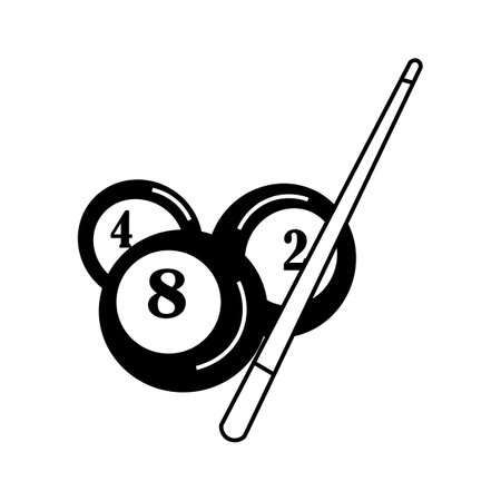 A modern icon of snooker stick and balls in trendy styleのイラスト素材