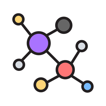 Diagram of a molecular model showcasing connections between atoms in chemistryのイラスト素材