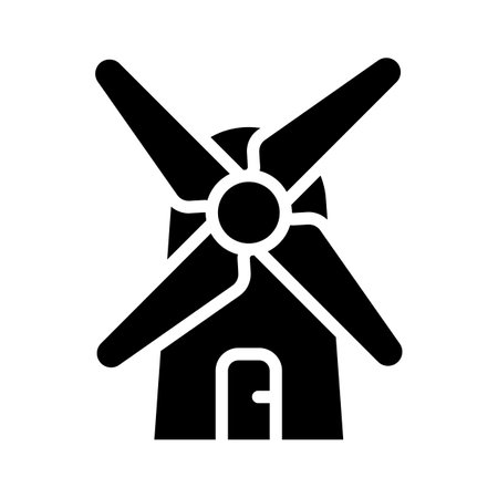 A windmill converting wind energy into electricityのイラスト素材