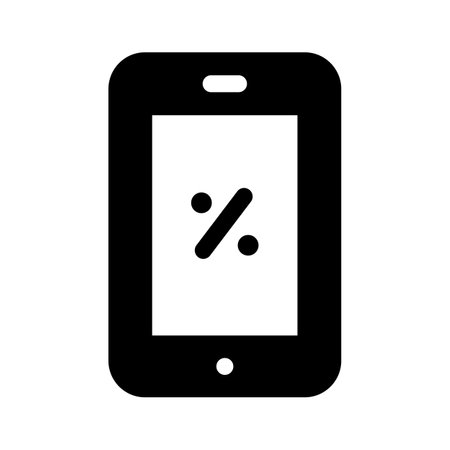 A tablet displaying a percentage symbol representing online discounts or salesのイラスト素材