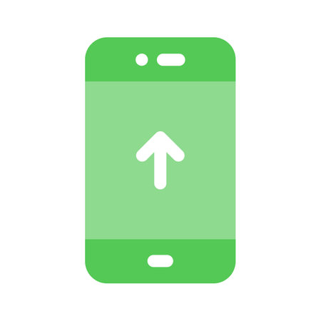 A mobile phone showing an upload symbol for file transferのイラスト素材