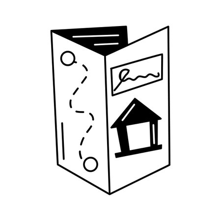 A gallery brochure outlining the details of a curated exhibitのイラスト素材