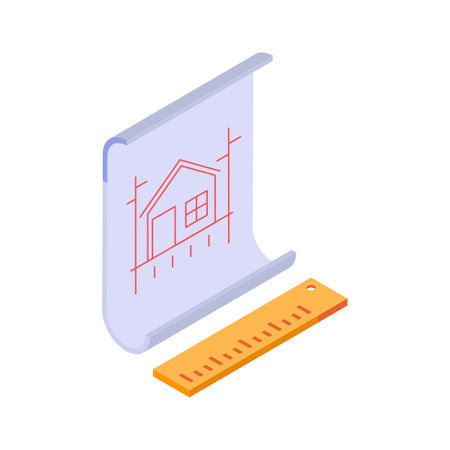 A technical drawing or blueprint for planning construction and engineeringのイラスト素材