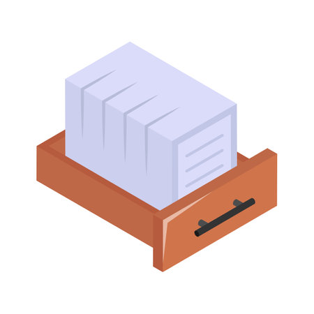 A drawer representing organized document and file storage isometric vectorのイラスト素材
