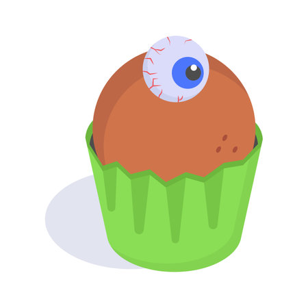 Check this amazing isometric icon of halloween cupcakeのイラスト素材