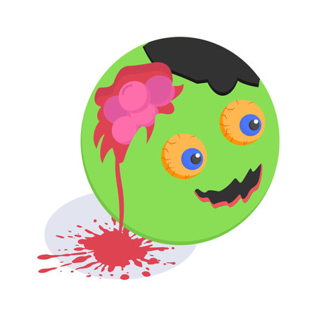 An isometric icon of zombie emoji in modern styleのイラスト素材