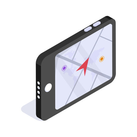 Get your hold on this amazing icon of mobile gps isometric icon