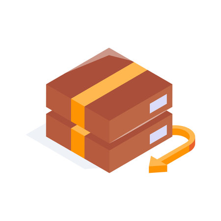 A closed box with an arrow indicating returns or exchanges isometric vectorのイラスト素材