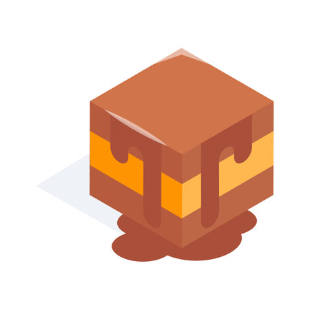 Bakery Food, an isometric icon of brownie cakeのイラスト素材
