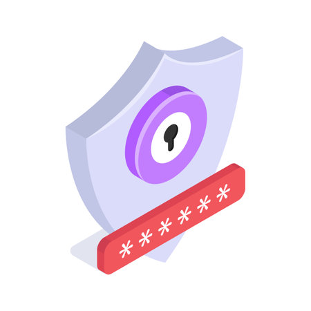 Shield icon representing password protected systems and account securityのイラスト素材