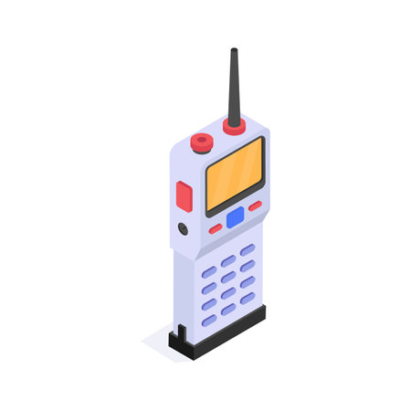 Trendy icon of walkie talkie, wireless phone in isometric styleのイラスト素材