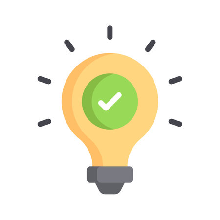 Lightbulb with a check mark, indicating an approved ideaのイラスト素材