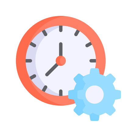 Gear with clock concept icon of time managementのイラスト素材